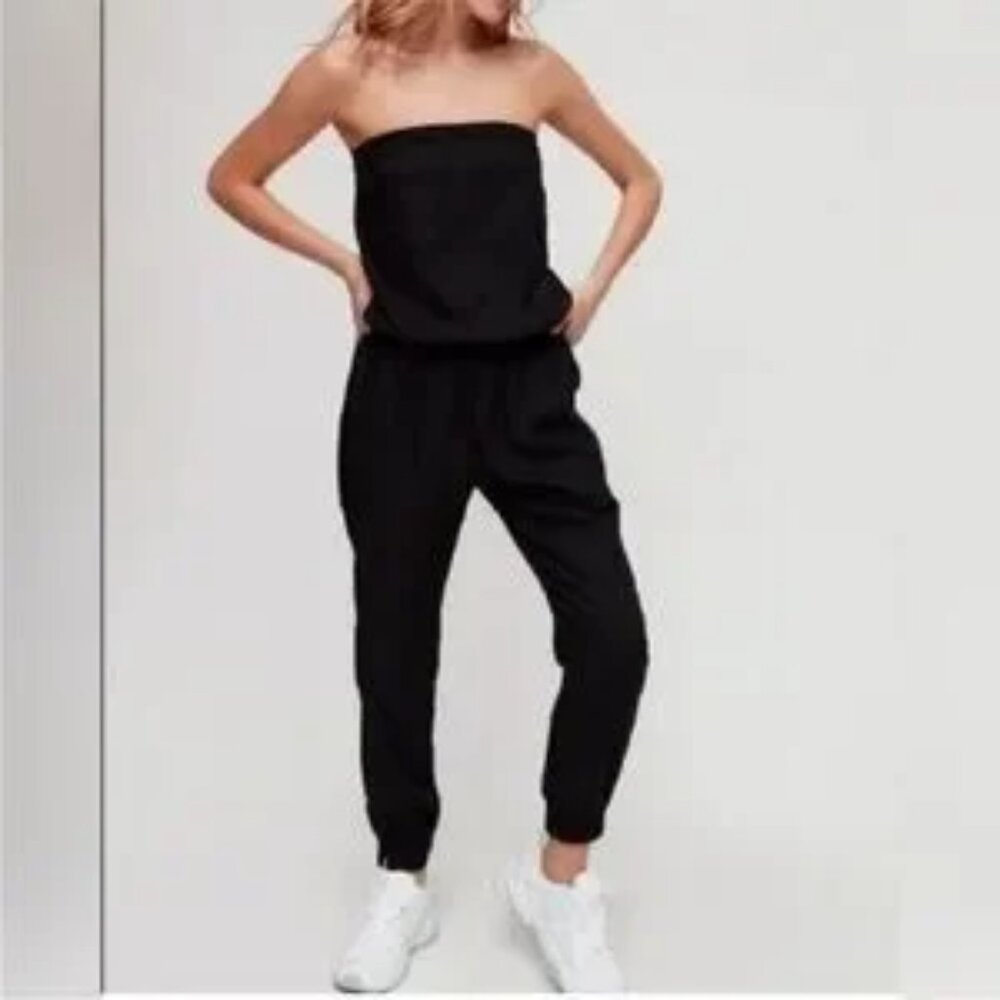 Aritzia Sunday Best Black Strapless Tabata Ankle Boho Jumpsuit Romper Size XS